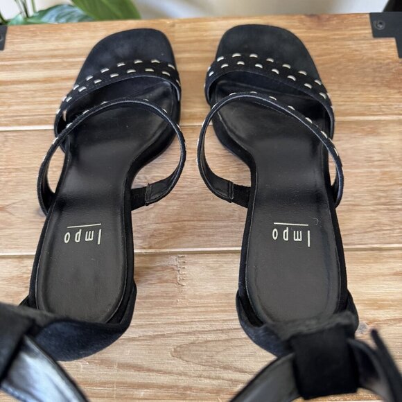 Impo The Uptown Black Suede Leather Triple Strap Spool Low Heel Sandals Size 8M - Picture 11 of 17
